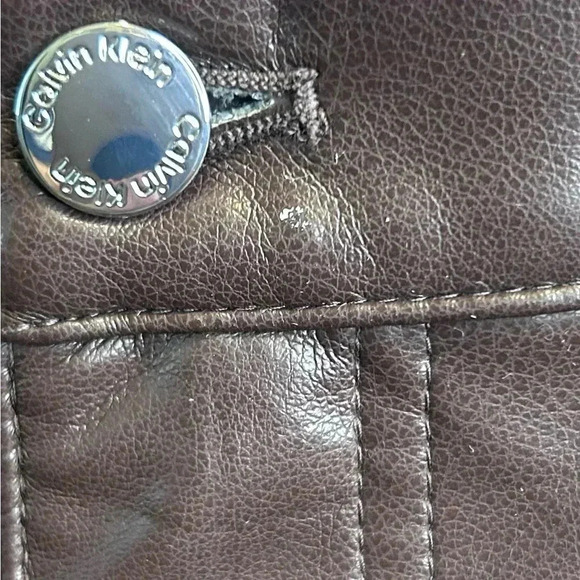 🤎”Calvin Klein” NWT Coffee Bean Faux Leather Pants Size 14 🤎 - Picture 3 of 14